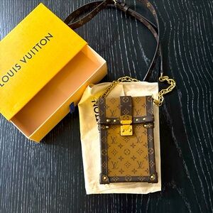 LOUIS VUITTON LV GHW Vertical Trunk Pochette Shoulder Bag M63913 Monogram Brown